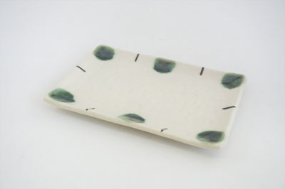 Oribe Tenji Yakimono Sara Dots and Lines Ceramic Rectangular Serving Plate