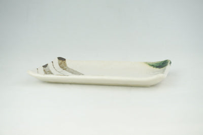 Oribe Kake Chōkaku Sara Striped Ceramic Rectangular Serving Plate