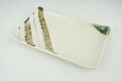 Oribe Kake Chōkaku Sara Striped Ceramic Rectangular Serving Plate