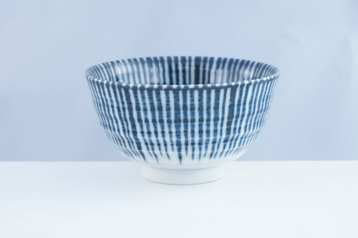 Sendan Striped Ceramic Bowl with Thick Rim