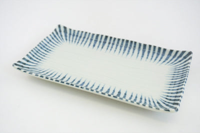 Sen-dan Tokusa Sogi Yakimono Sara Striped Ceramic Rectangular Serving Plate