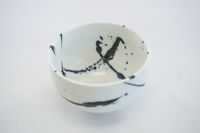 Blue Gosu Pigment Brush Ceramic Bowl