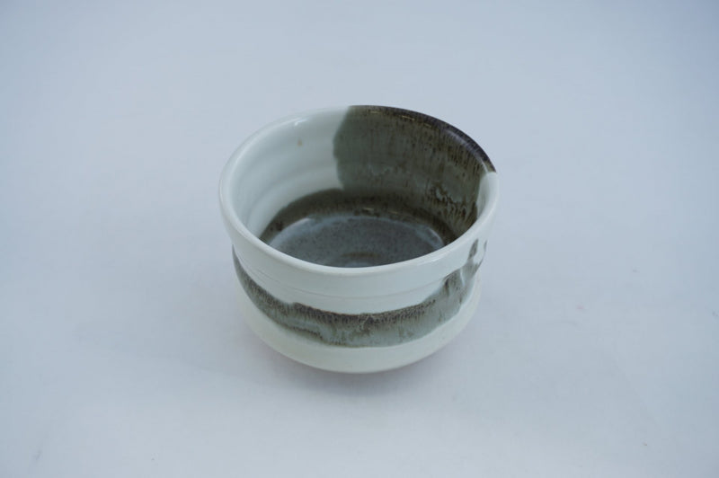 Tabichawan Urushi Nagashi Shiro Ceramic Matcha Bowl