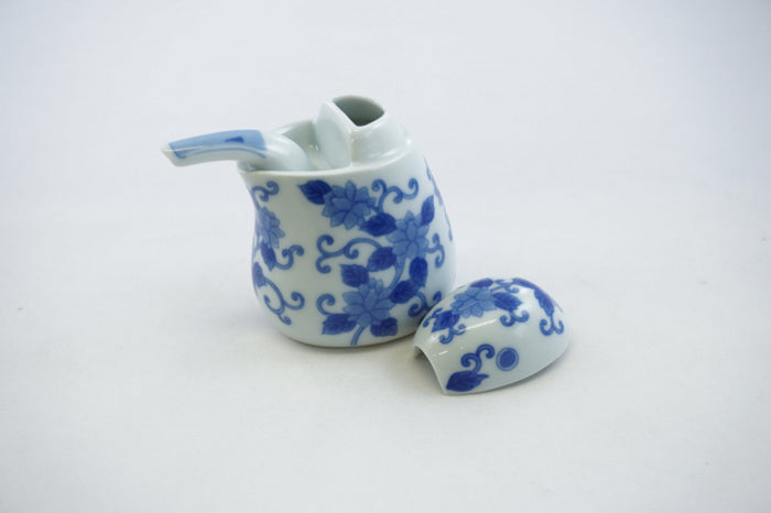 Blue Karakusa Kingfisher Ceramic Sauce Container