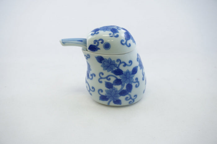 Blue Karakusa Kingfisher Ceramic Sauce Container