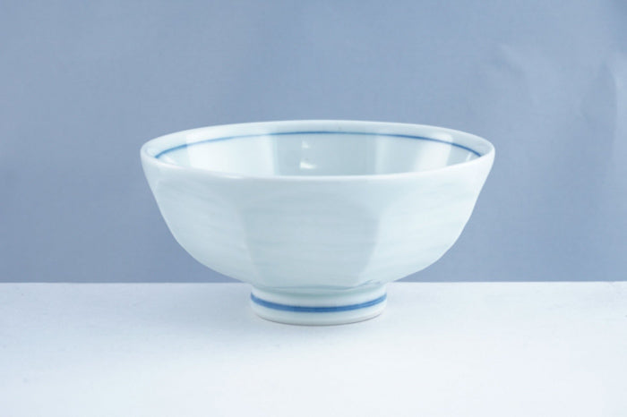 Taihaku Chamfer White Ceramic Rice Bowl