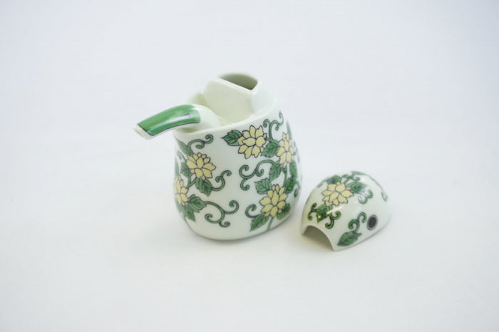 Green Karakusa Kingfisher Ceramic Sauce Container