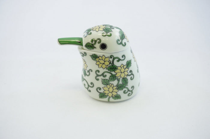 Green Karakusa Kingfisher Ceramic Sauce Container