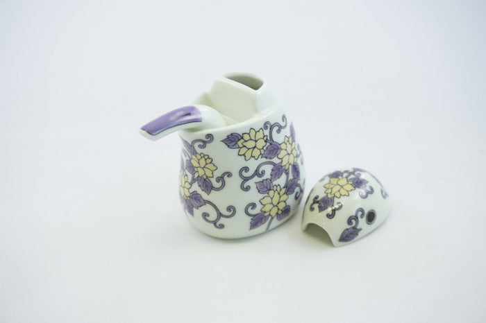 Purple Karakusa Kingfisher Ceramic Sauce Container