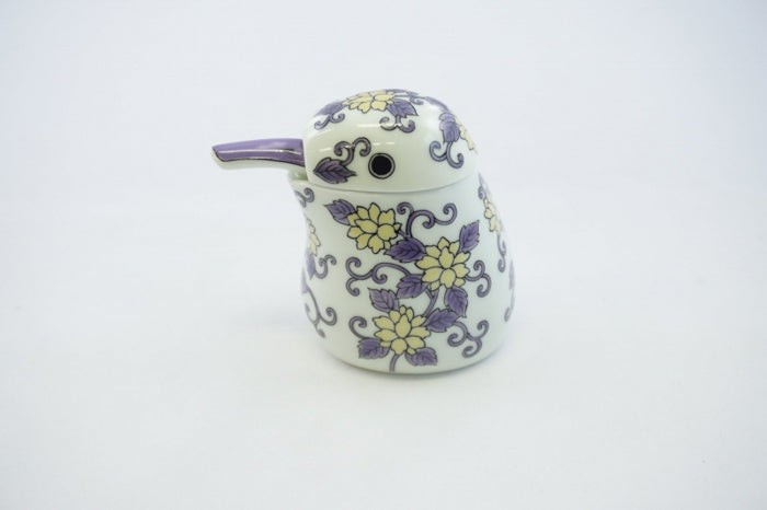 Purple Karakusa Kingfisher Ceramic Sauce Container