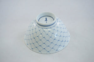 White Ceramic Rice Bowl with Mesh