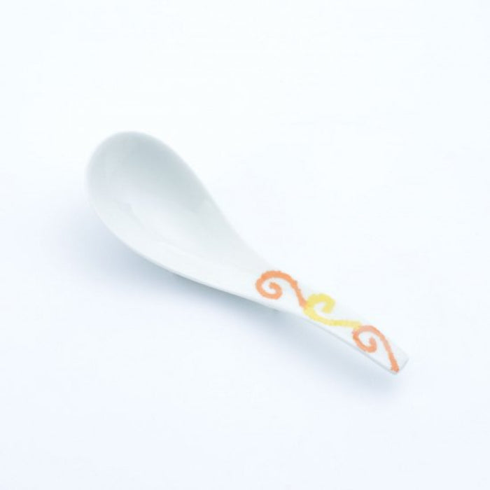 Orange Karakusa Ceramic Ramen Renge Spoon