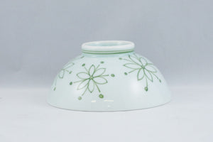 White Ceramic Rice Bowl with Flowers