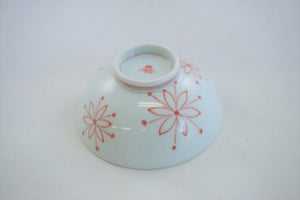 White Ceramic Rice Bowl with Flowers