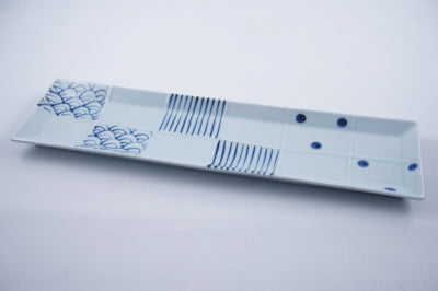 Sometsuke Jimon Chō Kaku Sara Ceramic Sushi Plate