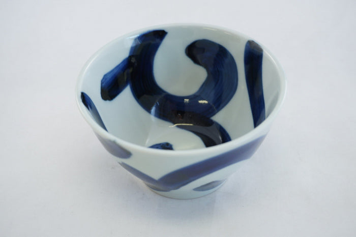 Sometsuke Futokarakusa Blue Line Ceramic Rice Bowl