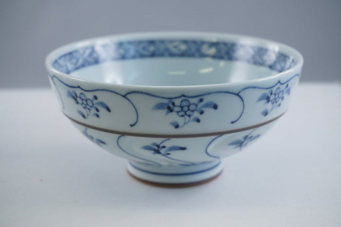 Warikusa Flower Design Ceramic Rice Bowl