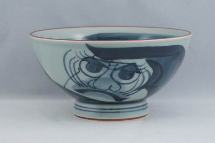 Blue Daruma Ceramic Rice Bowl