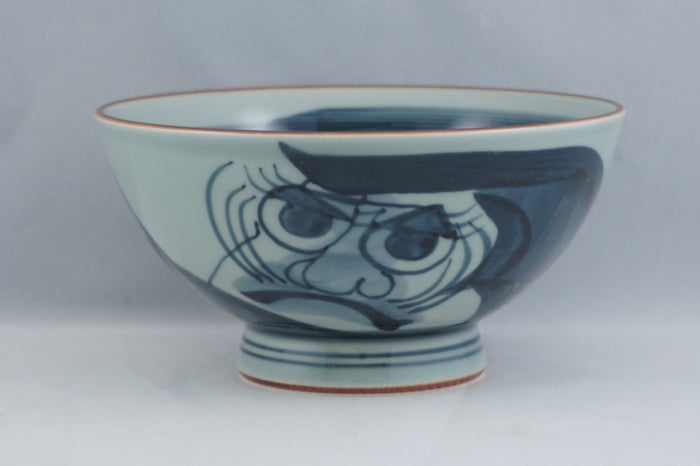 Blue Daruma Ceramic Rice Bowl