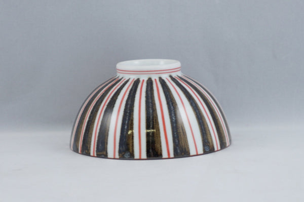 Sabi Rust Color Ceramic Rice Bowl with Red Lines - Ninja Kitchen Market