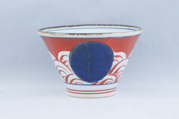 Blue/Red Wave Red/Blue Dots Ceramic Rice Bowl