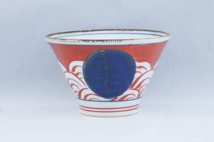 Blue/Red Wave Red/Blue Dots Ceramic Rice Bowl
