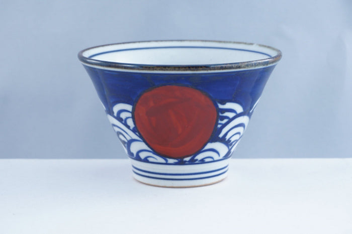 Blue/Red Wave Red/Blue Dots Ceramic Rice Bowl
