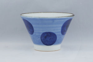 Gosu Pigment Red/Blue Dots Ceramic Rice Bowl