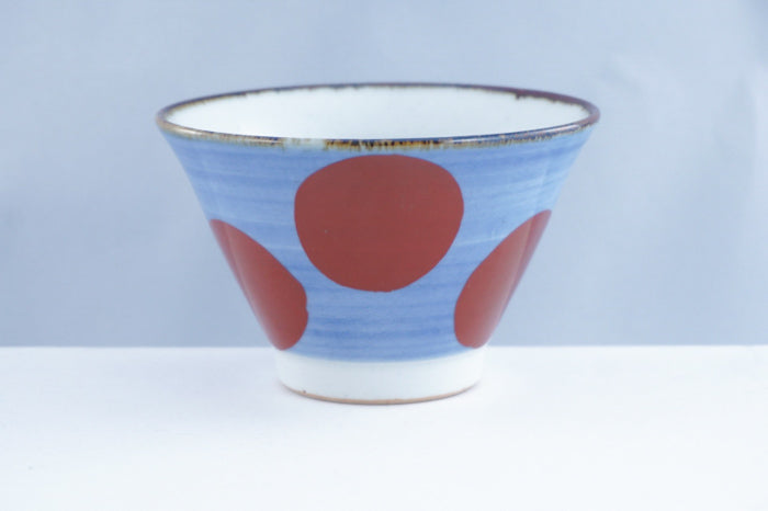 Gosu Pigment Red/Blue Dots Ceramic Rice Bowl