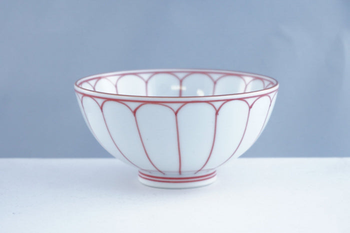 Fuchisabi Kikuwari Line Ceramic Rice Bowl