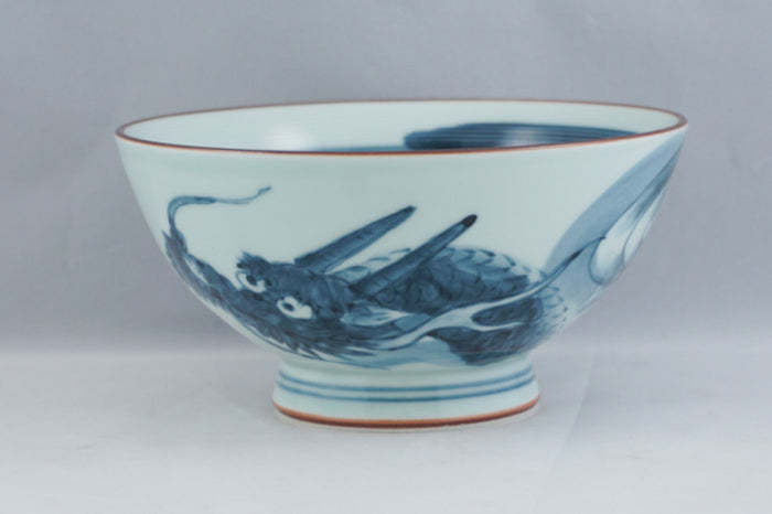 Sometsuke Blue Dragon Ceramic Rice Bowl