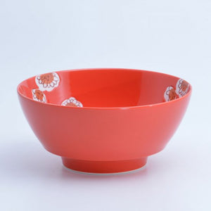 Red Chrysanthemums Ceramic Ramen Bowl