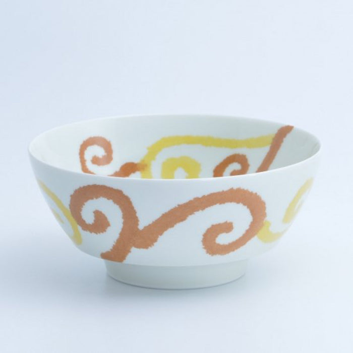 Orange Karakusa Ceramic Ramen Bowl