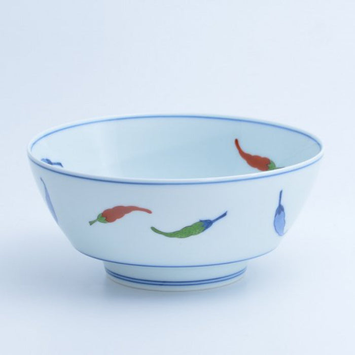 Three Color Pepper Ceramic Ramen Bowl