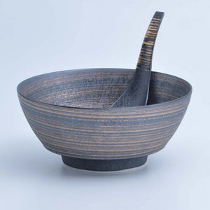 Kinhake Gold Ceramic Ramen Bowl