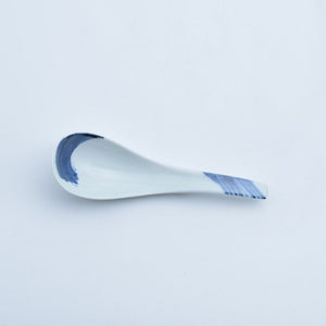 Blue Gosu Pigment Brush Ceramic Ramen Renge Spoon
