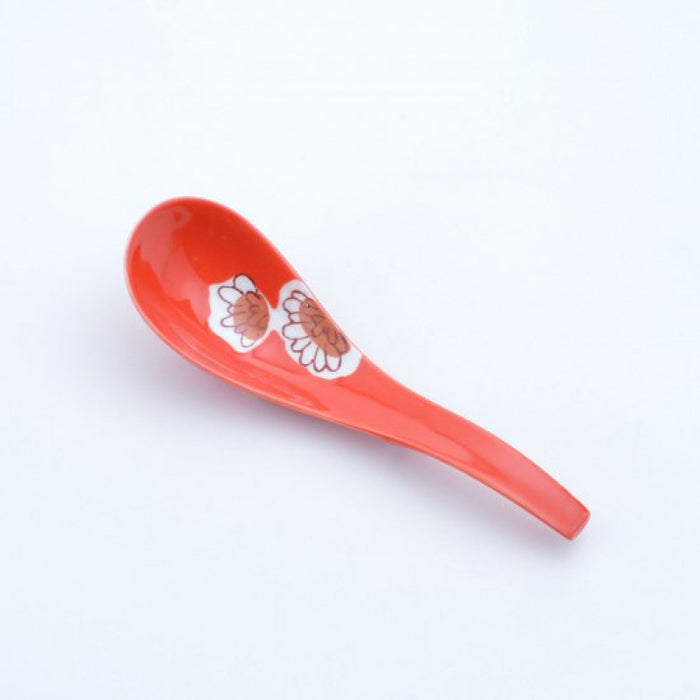 Red Chrysanthemums Ramen Renge Ceramic Spoon
