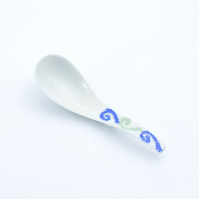 Blue Karakusa Ceramic Ramen Renge Spoon
