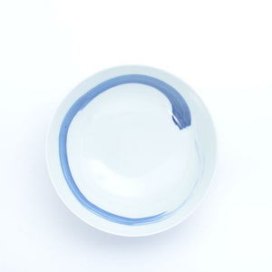 Blue Gosu Pigment Brush Ceramic Ramen Bowl