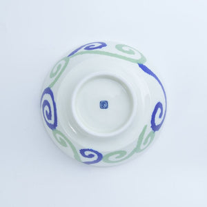Blue Karakusa Ceramic Ramen Bowl