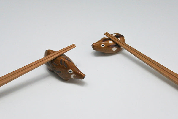 Handmade Ceramic Chopstick Rest - Japanese Zodiac Boar - Ninja