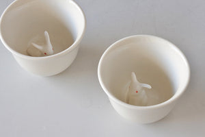 Ceramic White Rabbit Sake Cup