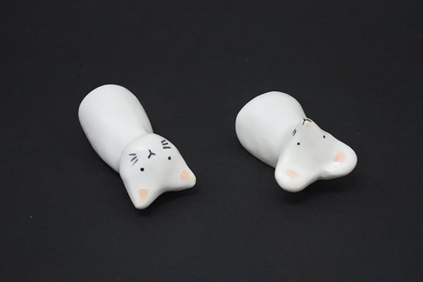 Handmade Ceramic Chopstick Rest - Japanese Zodiac Cat/Rat