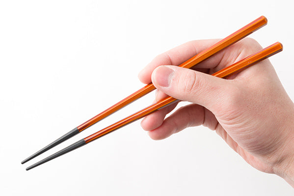 Orange and Black Urushi Style Hexagonal Chopsticks