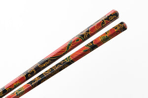 Black and Red Classic Flower Pattern Chopsticks 22.7cm