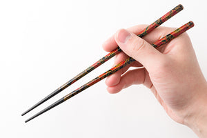 Black and Red Classic Flower Pattern Chopsticks 22.7cm