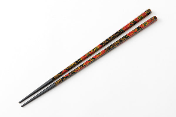 Black and Red Classic Flower Pattern Chopsticks 22.7cm