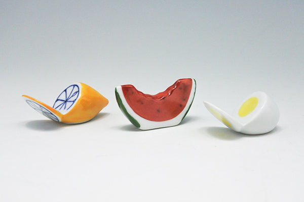 Handmade Arita Ceramic Chopstick Rest - Lemon/Watermelon/Egg